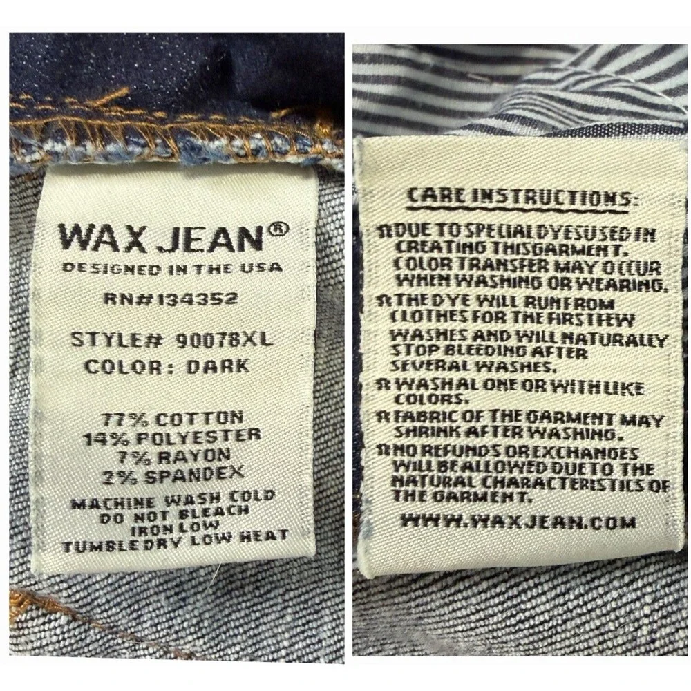 Wax Jeans Shortalls Dark‎ Blue Overalls Shorts Distressed Stretch Size 2X/3X